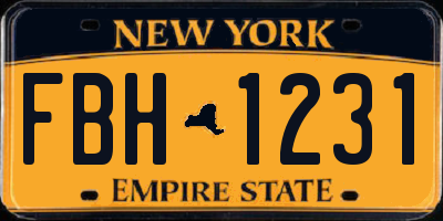 NY license plate FBH1231