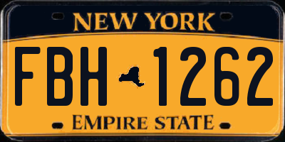 NY license plate FBH1262