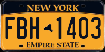 NY license plate FBH1403