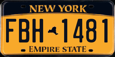 NY license plate FBH1481