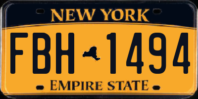 NY license plate FBH1494