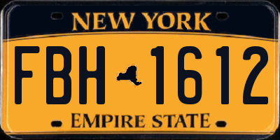 NY license plate FBH1612