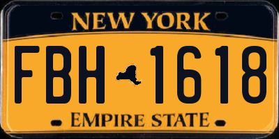 NY license plate FBH1618