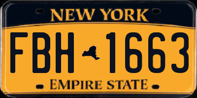 NY license plate FBH1663