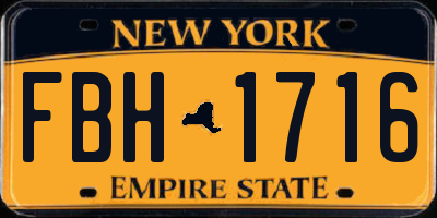 NY license plate FBH1716