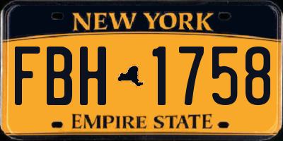 NY license plate FBH1758