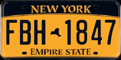 NY license plate FBH1847
