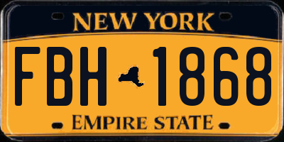 NY license plate FBH1868