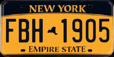 NY license plate FBH1905