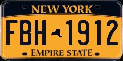NY license plate FBH1912