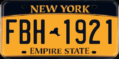 NY license plate FBH1921