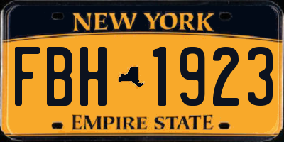 NY license plate FBH1923