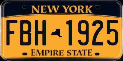NY license plate FBH1925