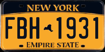NY license plate FBH1931