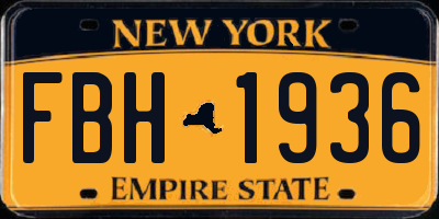 NY license plate FBH1936