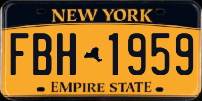 NY license plate FBH1959