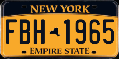 NY license plate FBH1965