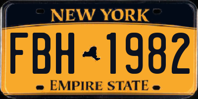 NY license plate FBH1982