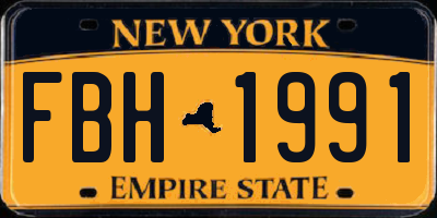 NY license plate FBH1991