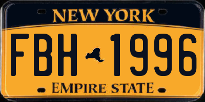 NY license plate FBH1996