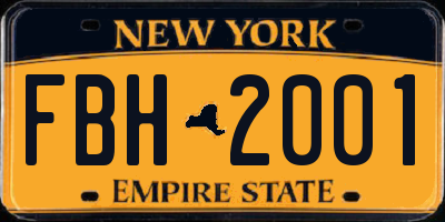 NY license plate FBH2001