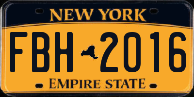 NY license plate FBH2016