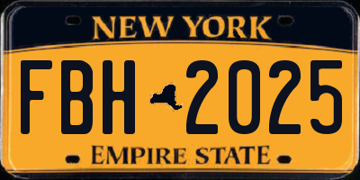 NY license plate FBH2025
