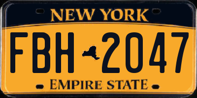 NY license plate FBH2047