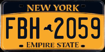 NY license plate FBH2059