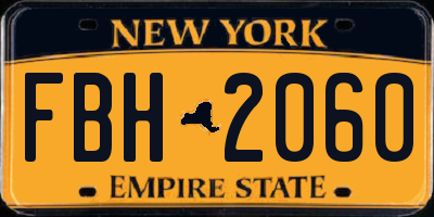 NY license plate FBH2060