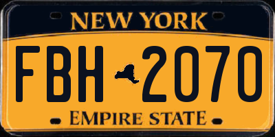 NY license plate FBH2070