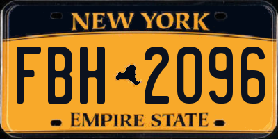 NY license plate FBH2096