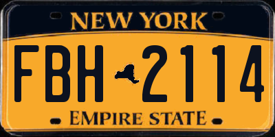 NY license plate FBH2114