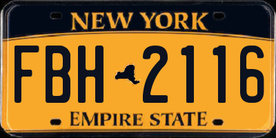 NY license plate FBH2116