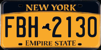 NY license plate FBH2130