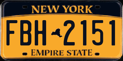NY license plate FBH2151