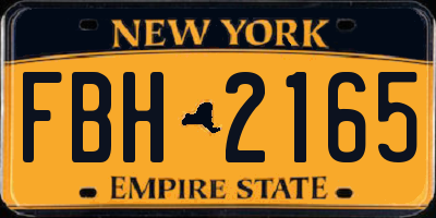 NY license plate FBH2165
