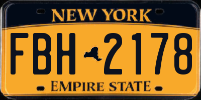NY license plate FBH2178