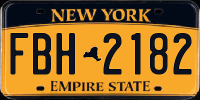 NY license plate FBH2182