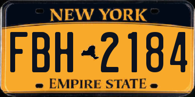 NY license plate FBH2184