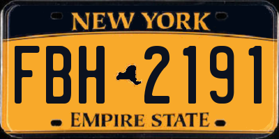NY license plate FBH2191