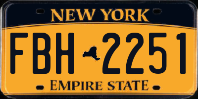 NY license plate FBH2251