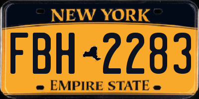 NY license plate FBH2283
