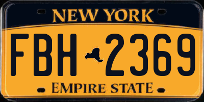 NY license plate FBH2369