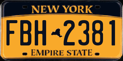 NY license plate FBH2381