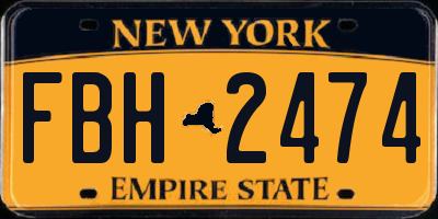 NY license plate FBH2474