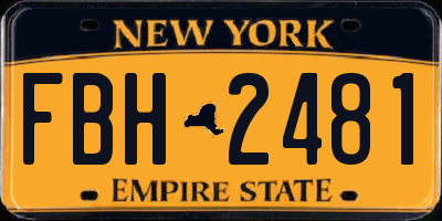 NY license plate FBH2481