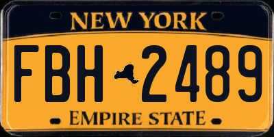 NY license plate FBH2489