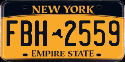 NY license plate FBH2559