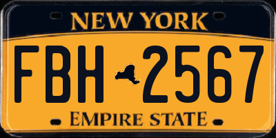 NY license plate FBH2567